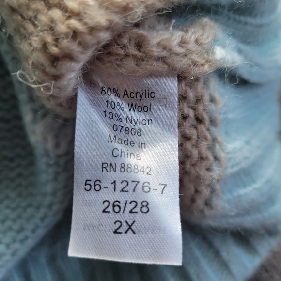 Ellos Plus Size Oversized Antique Mint Argyle Pullover Sweater Size 2X - Picture 14 of 16